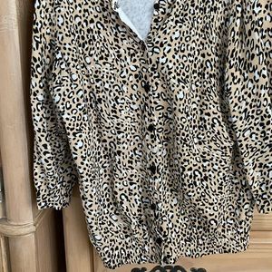 Leopard patterned button down sweater